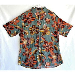 Jogal Men's Hawaiian Button Short Sleeve Shirt Flower Design